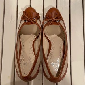 Brooks Brother leather and linen fabric heels 8